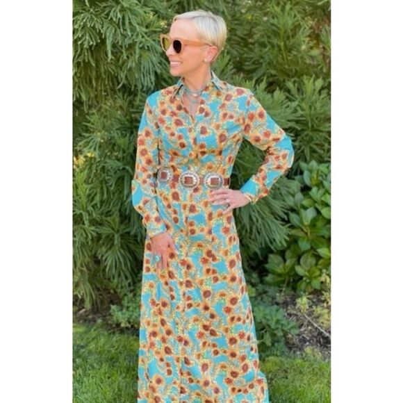 Ala von Auersperg Kathe Cotton Maxi Dress Sunflower Sz. 14 - Picture 2 of 7